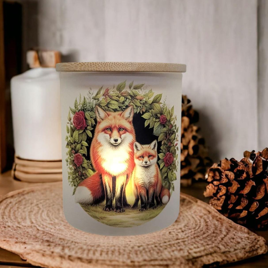 Pretty Floral Fox Candle Holder With A Battery Operated Flickering Tea Light