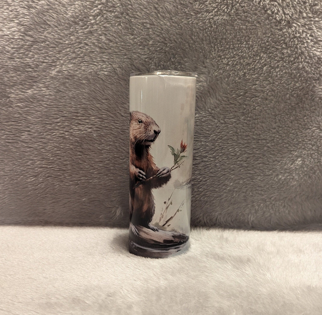 Beaver Tumbler 20oz With Reusable Straw, Can Be Personalized