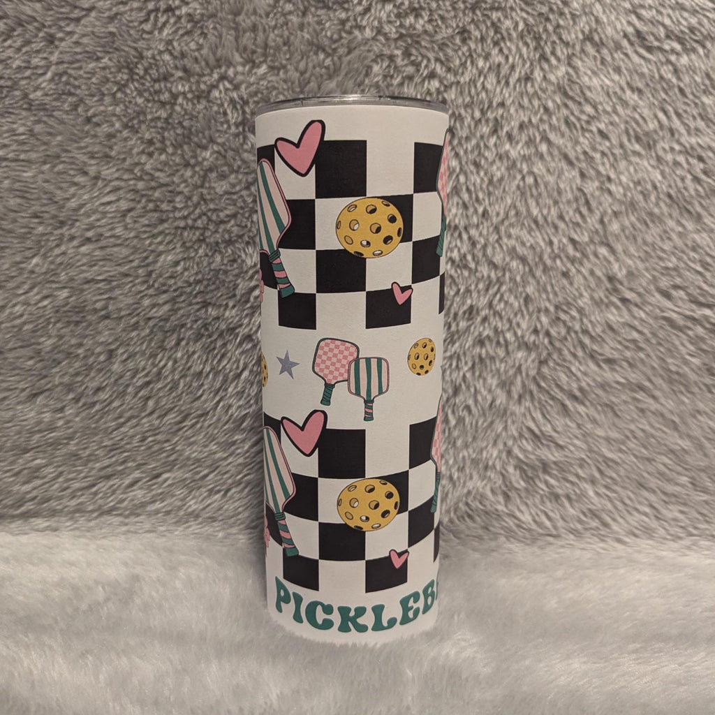 PickleBall Tumbler 20oz With Reusable Straw, Can Be Personalized
