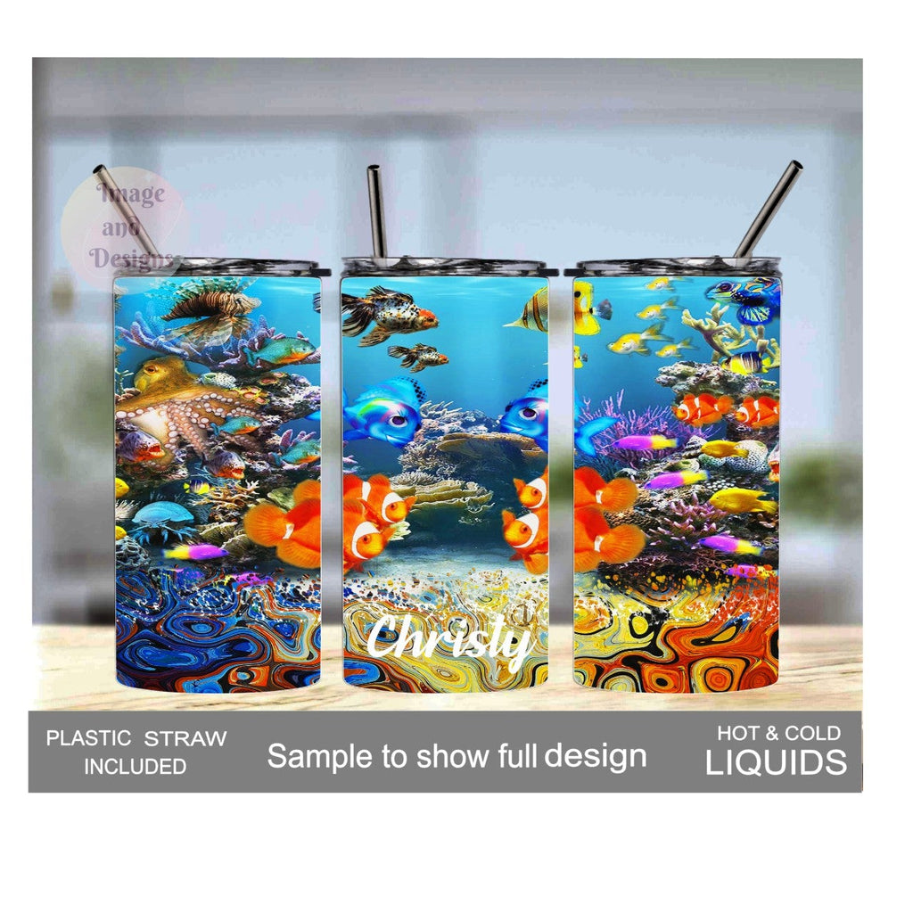 Kids Fish Tumbler 15oz With Reusable Straw, Can Be Personalized