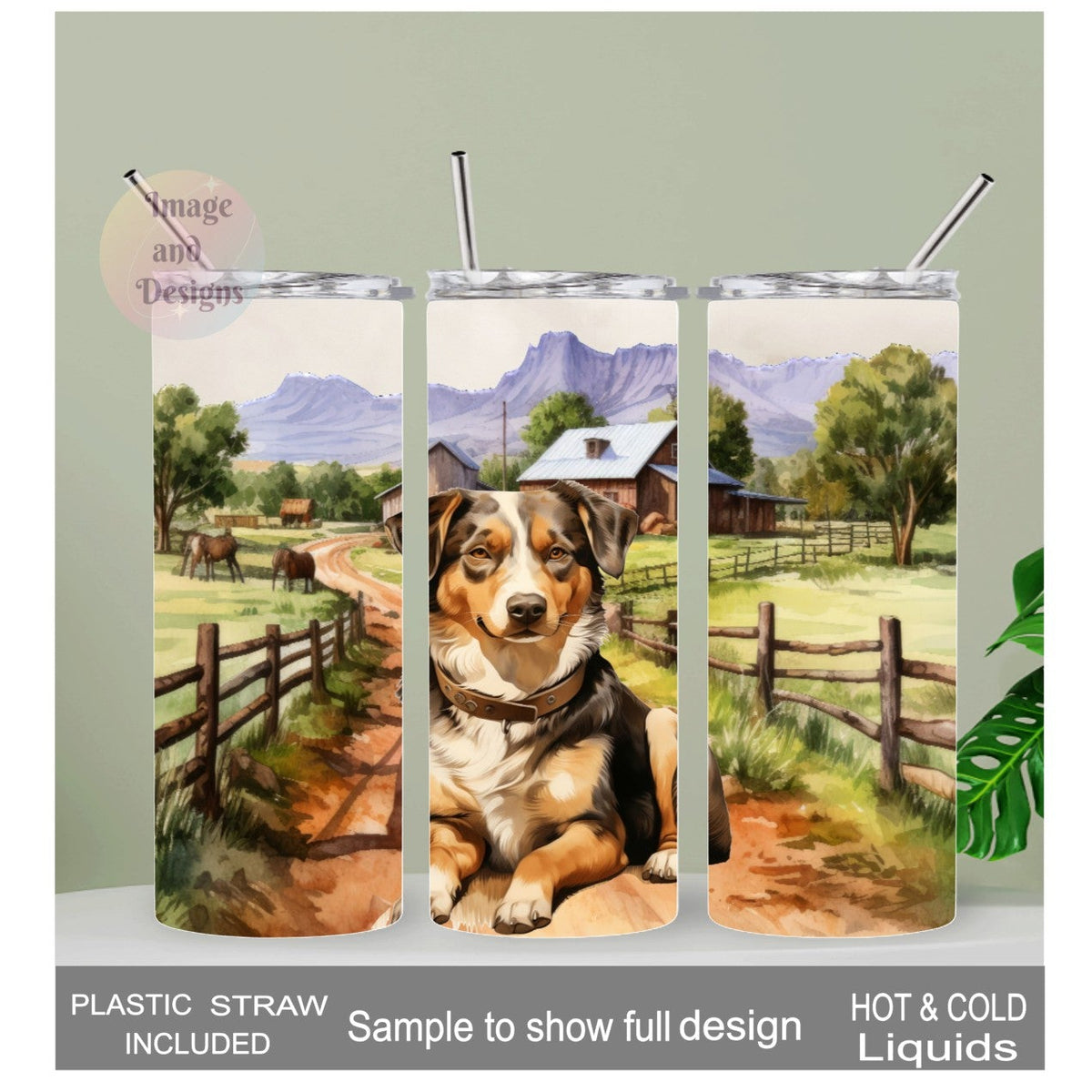 Australian Shepherd Tumbler 20oz With Reusable Straw, Can Be Personalized