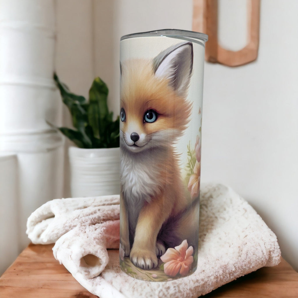 Baby Fox Tumbler 20oz With Reusable Straw, Can Be Personalized