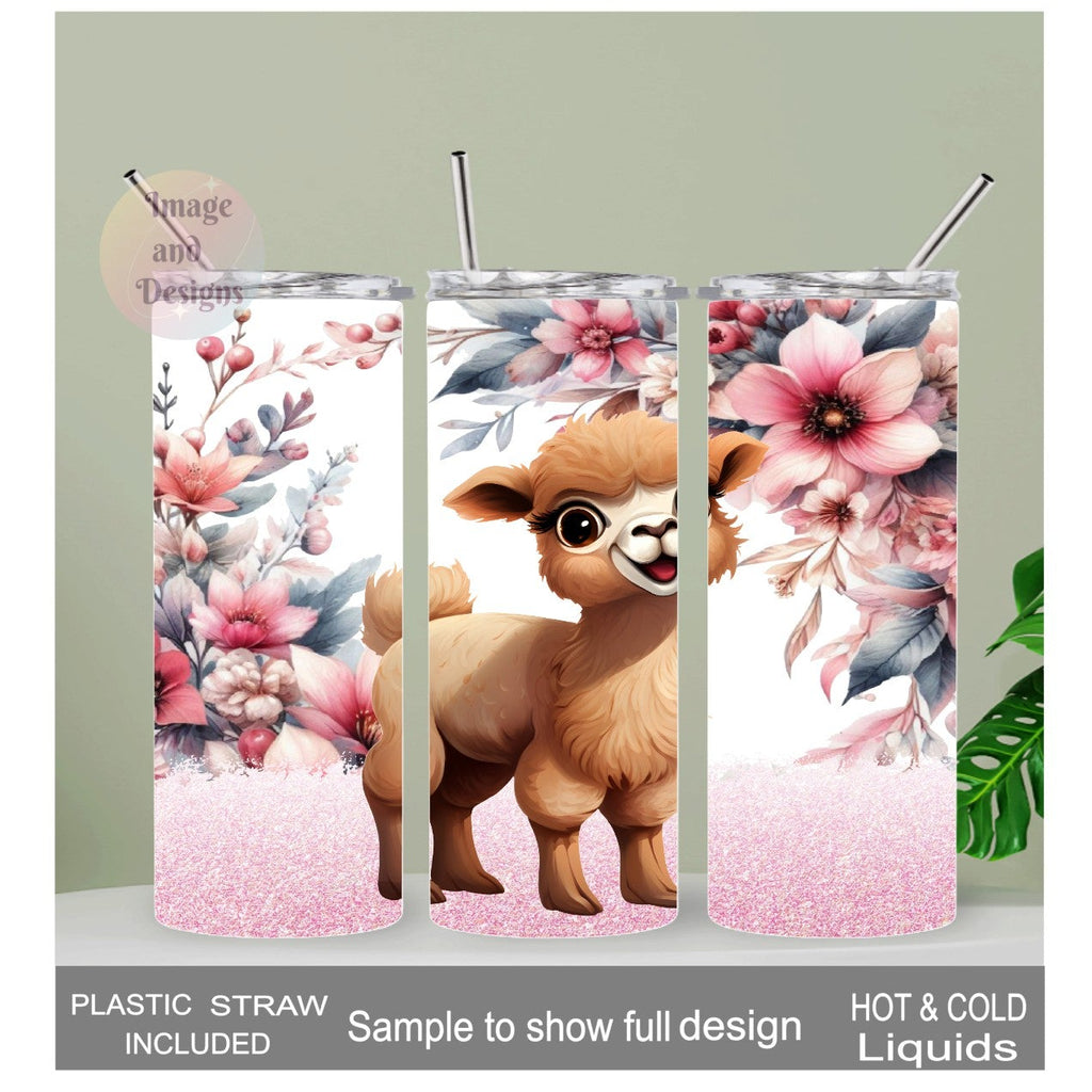 Baby Llama Tumbler 20oz With Reusable Straw, Can Be Personalized