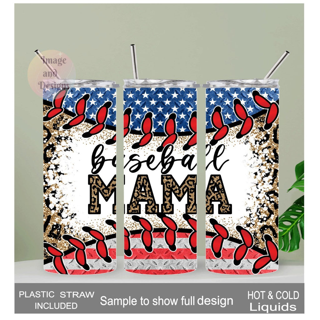 Baseball Mama Tumbler 20oz With Reusable Straw