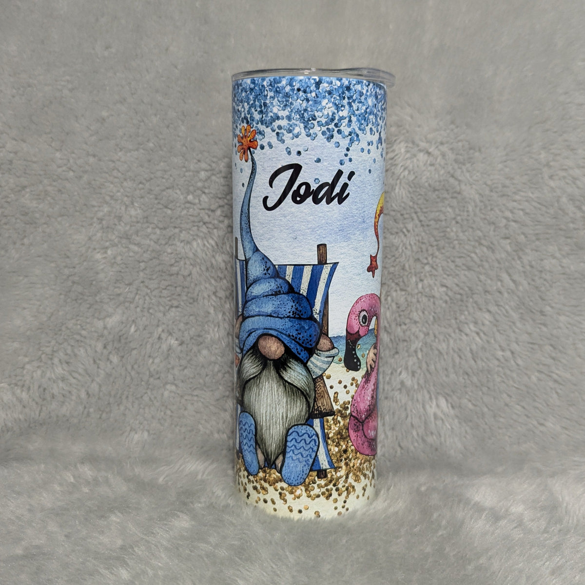 Beach Gnome Tumbler 20oz With Reusable Straw, Can Be Personalized