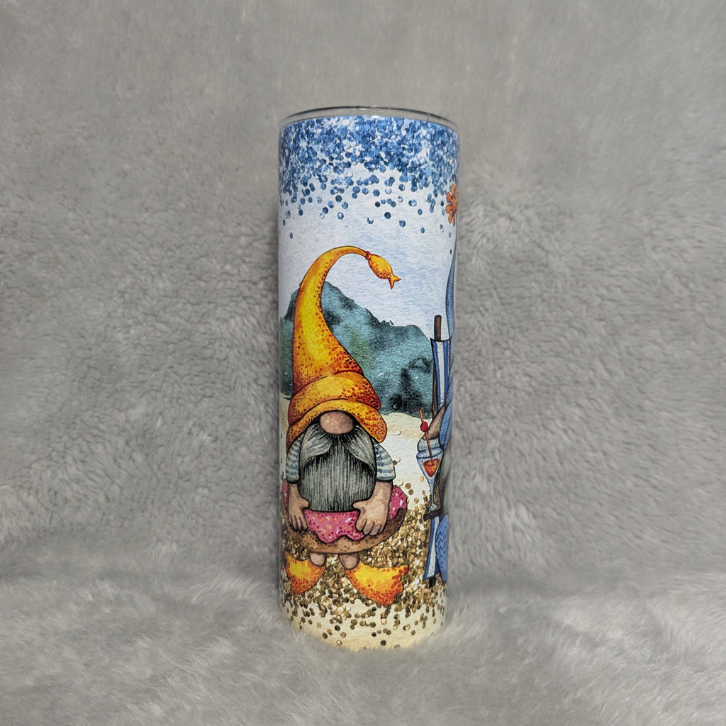 Beach Gnome Tumbler 20oz With Reusable Straw, Can Be Personalized