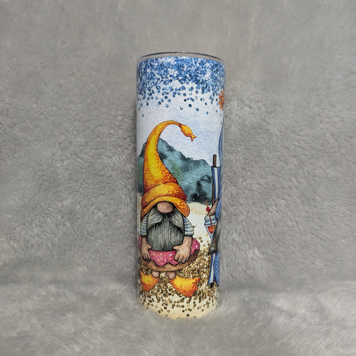 Beach Gnome Tumbler 20oz With Reusable Straw, Can Be Personalized