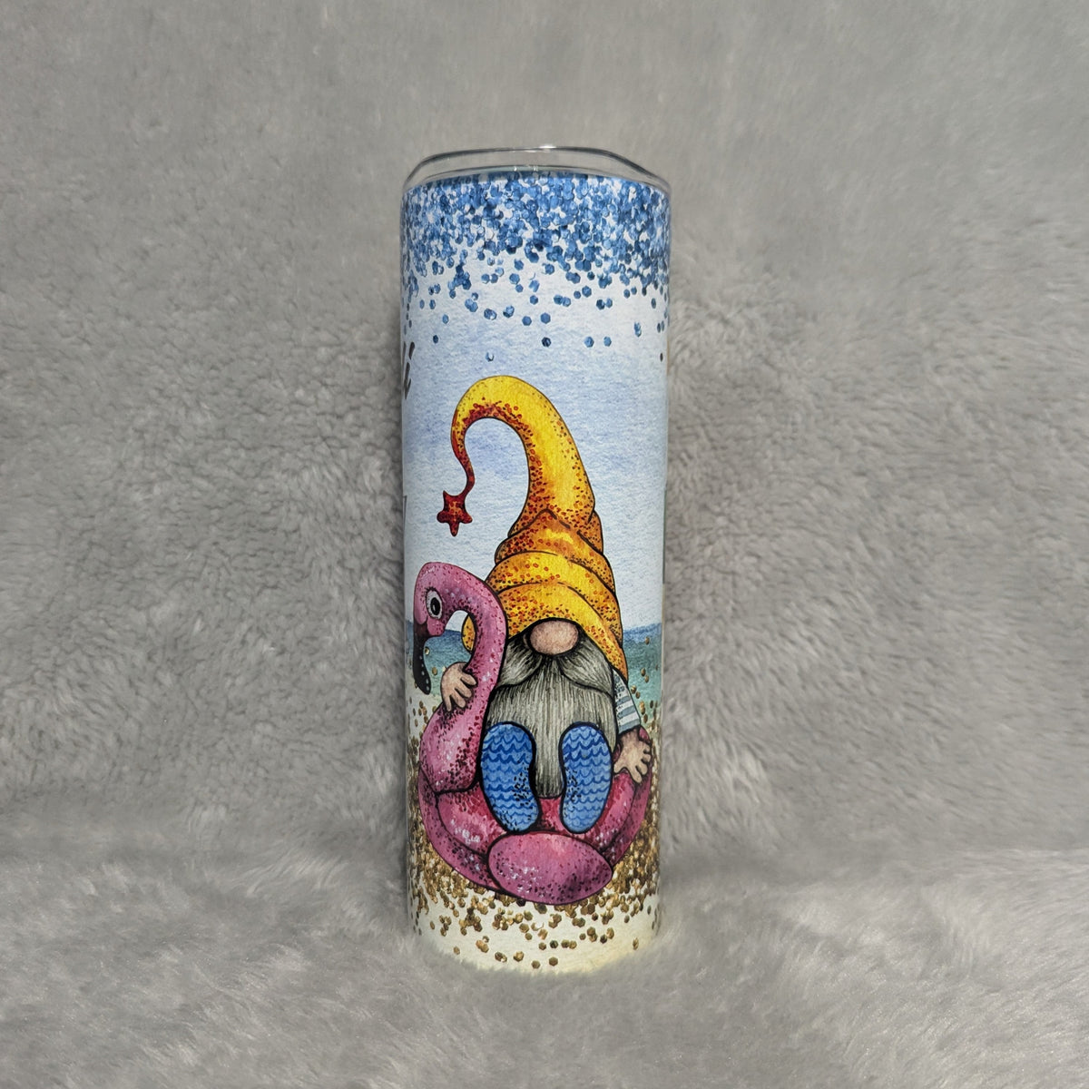 Beach Gnome Tumbler 20oz With Reusable Straw, Can Be Personalized
