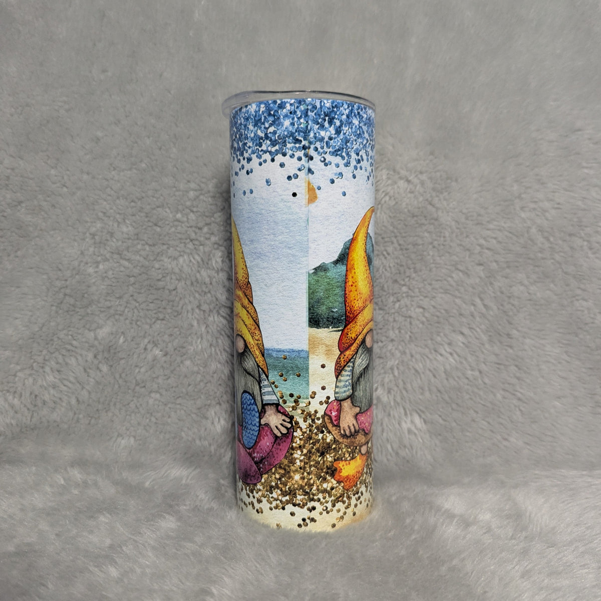 Beach Gnome Tumbler 20oz With Reusable Straw, Can Be Personalized