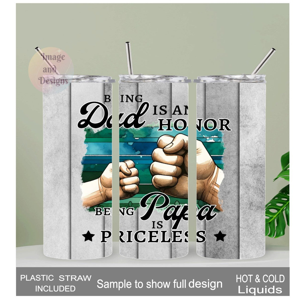Papa Tumbler 20oz With Reusable Straw Can Be Personalized