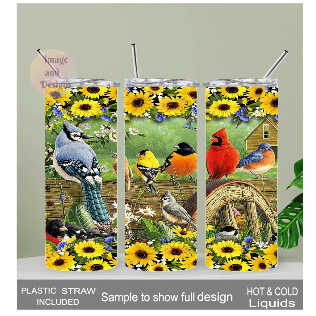 Pretty Bird Tumbler 20oz With Reusable Straw, Can Be Personalized