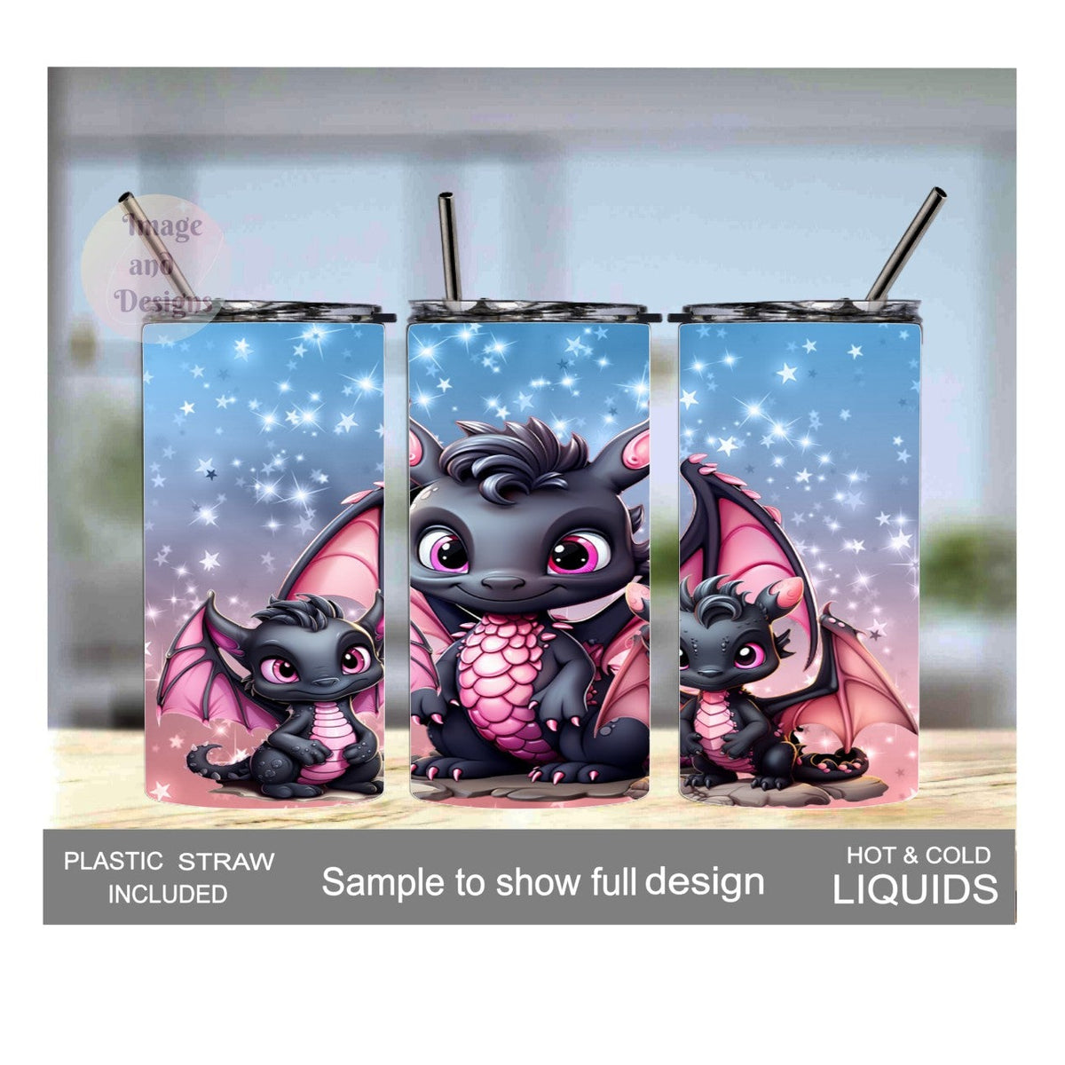 Dragon Tumbler For Kids 15oz With Reusable Straw, Can Be Personalized