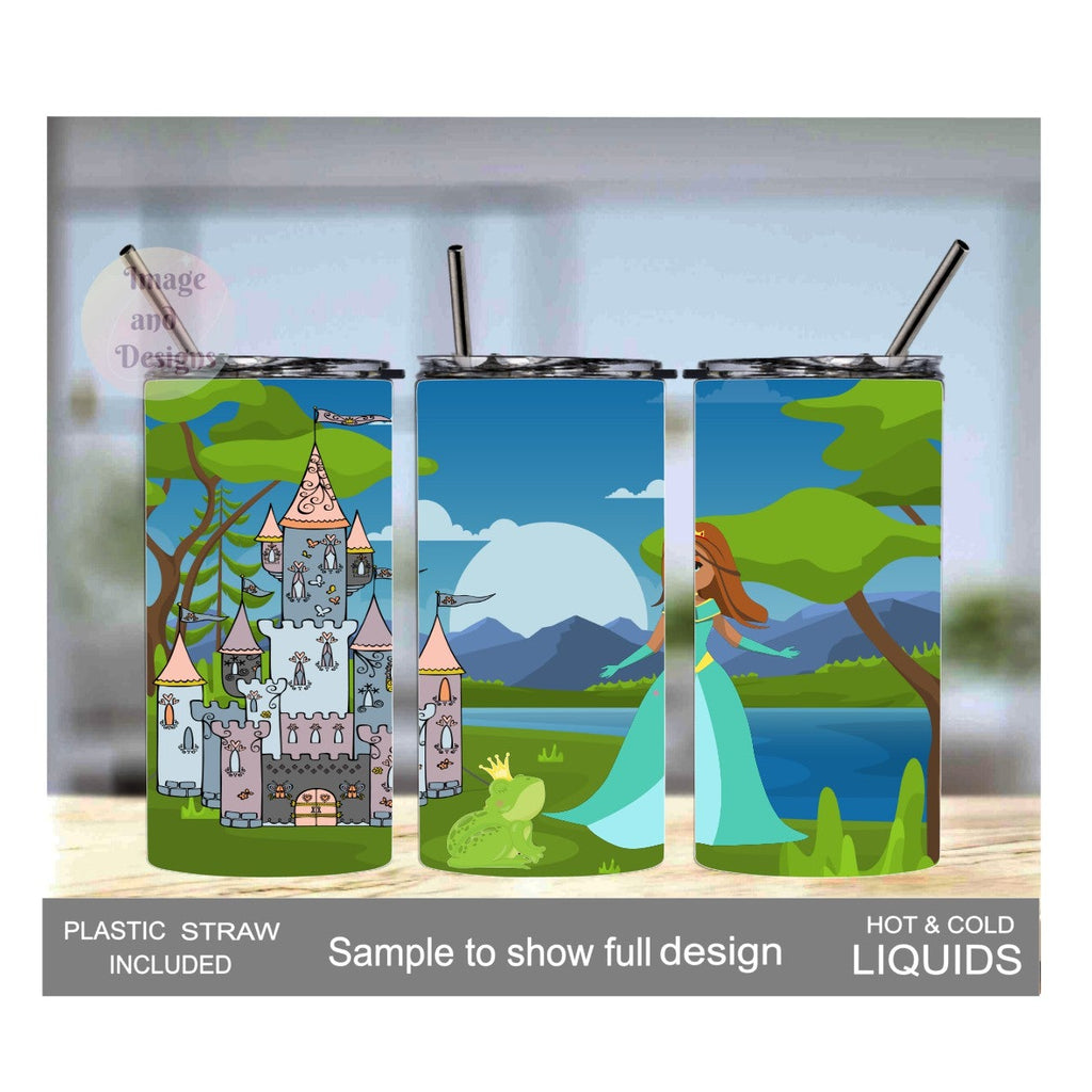 Kids Princess Tumbler 15oz With Reusable Straw, Can Be Personalized