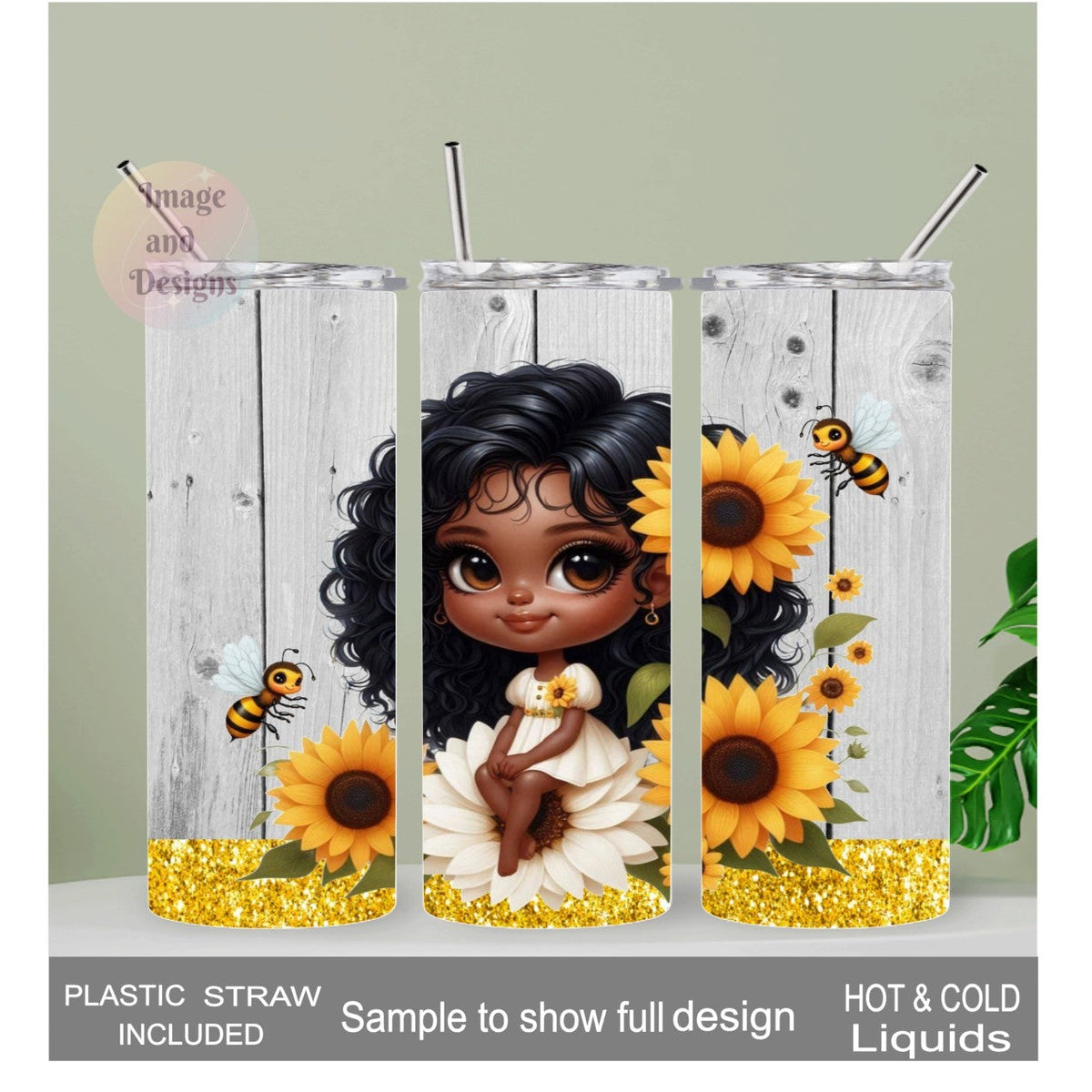 Sunflower Girl 20oz Tumbler 20oz With Reusable Straw, Can Be Personalized