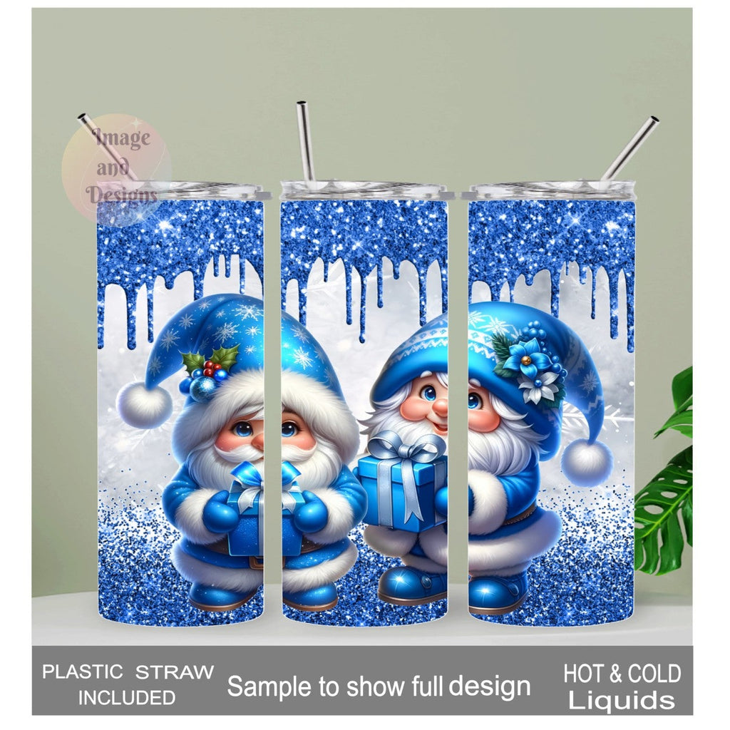 Christmas Gnome Tumbler 20oz With Reusable Straw, Can Be Personalized