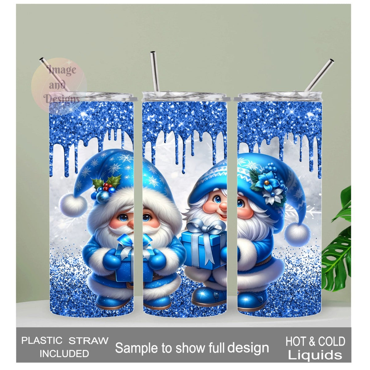 Christmas Gnome Tumbler 20oz With Reusable Straw, Can Be Personalized