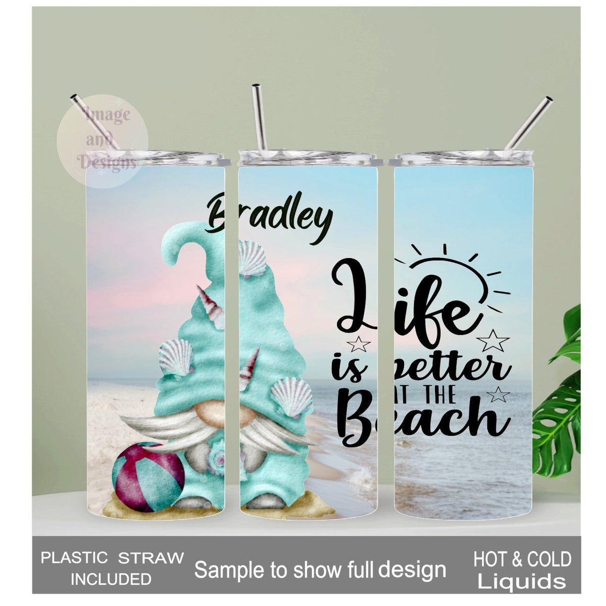 Boy Beach Gnome Tumbler Life Is Better At The Beach 20oz With Reusable Straw, Can Be Personalized