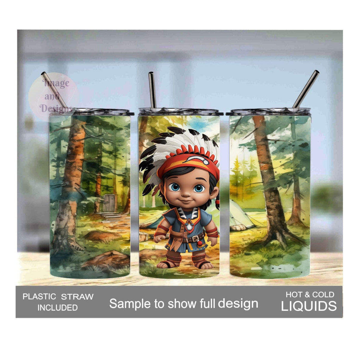 Kids Indian Boy Tumbler 15oz With Reusable Straw Can Be Personalized