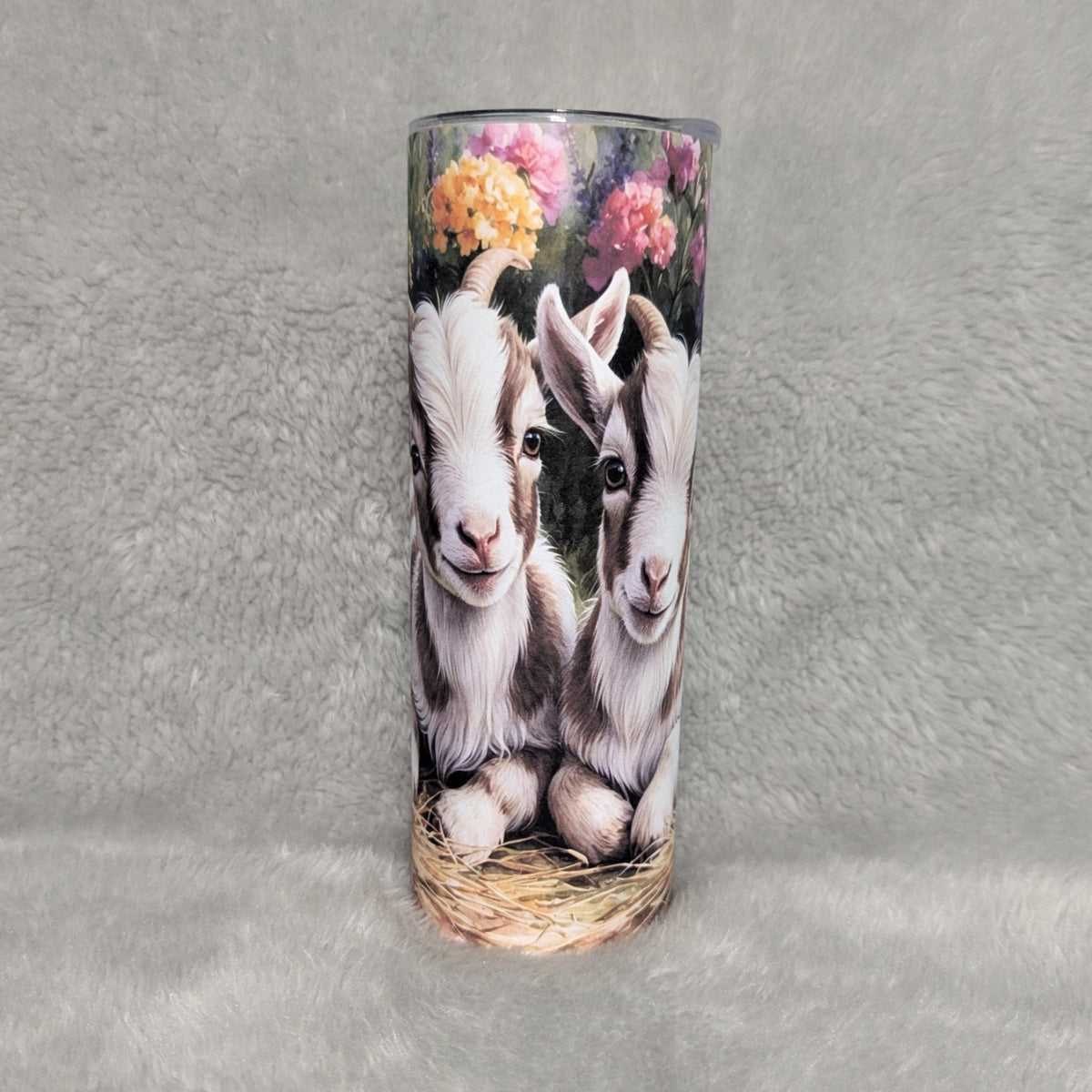 Cute Goat Tumbler 20oz With Reusable Straw, Can Be Personalized