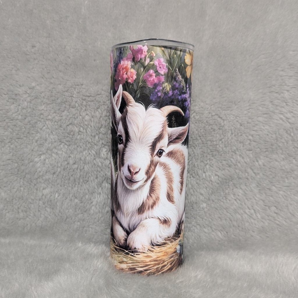 Cute Goat Tumbler 20oz With Reusable Straw, Can Be Personalized