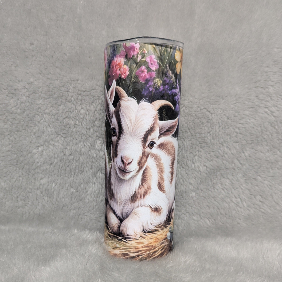 Cute Goat Tumbler 20oz With Reusable Straw, Can Be Personalized