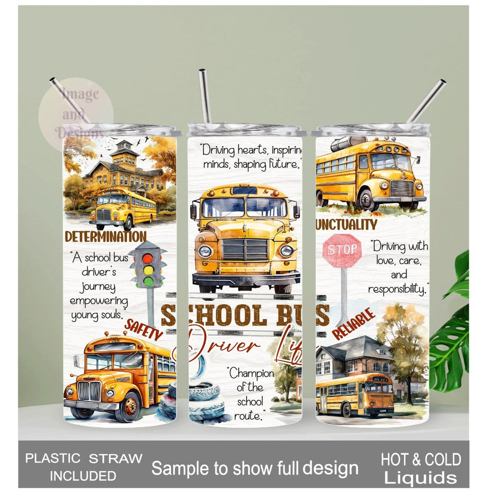 School Bus Driver Affirmation Tumbler 20oz With Reusable Straw