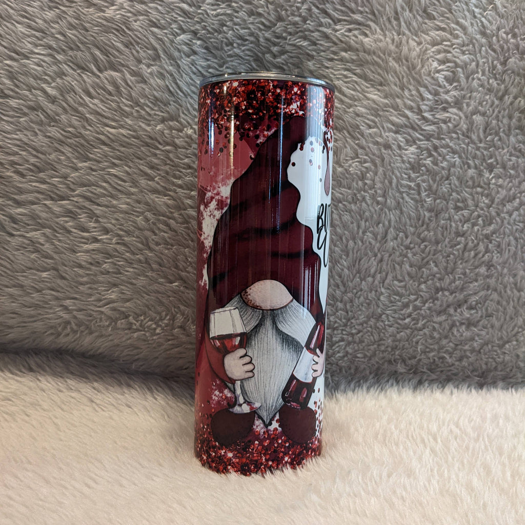 But First Wine Gnome Tumbler 20oz With Reusable Straw