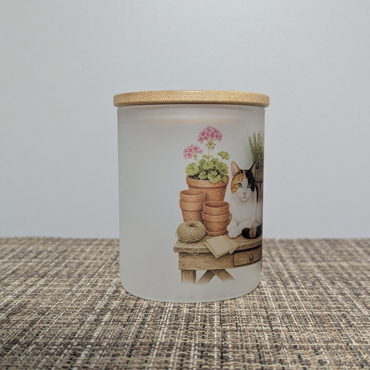 Calico Cat Candle Holder With A Battery Operated Flickering Tea Light