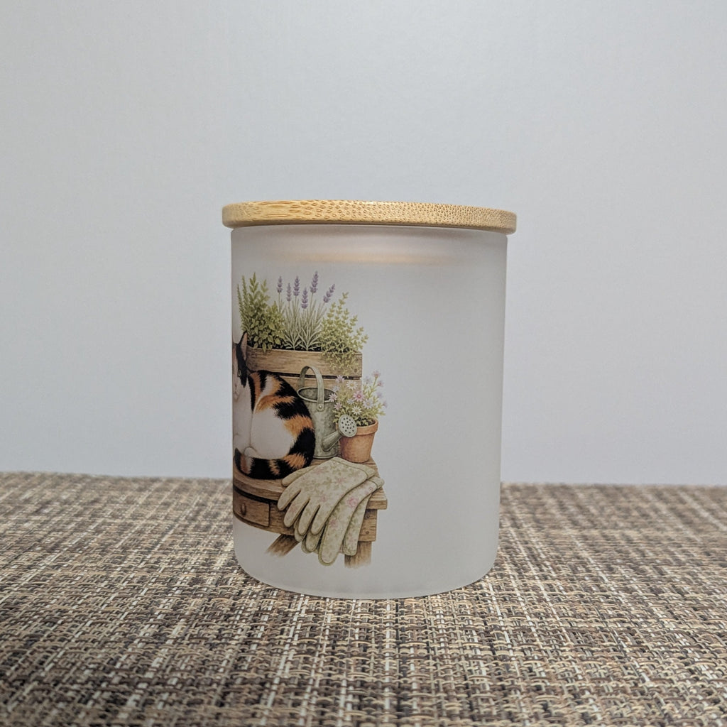 Calico Cat Candle Holder With A Battery Operated Flickering Tea Light
