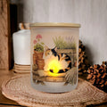 Calico Cat Candle Holder With A Battery Operated Flickering Tea Light