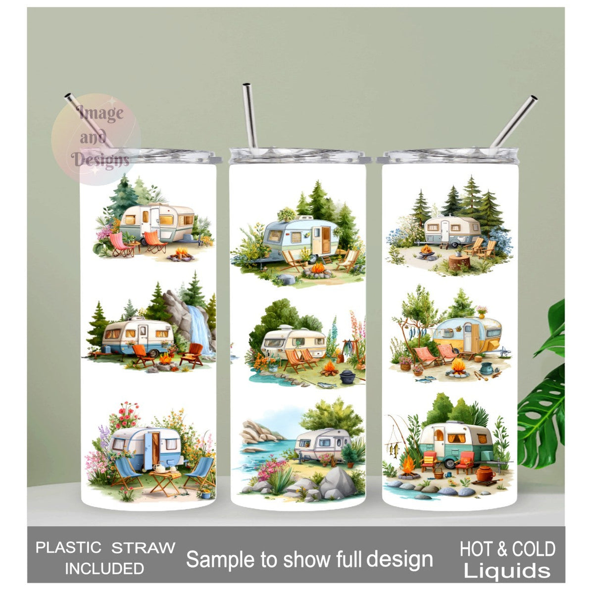Camping Tumbler 20oz With Reusable Straw