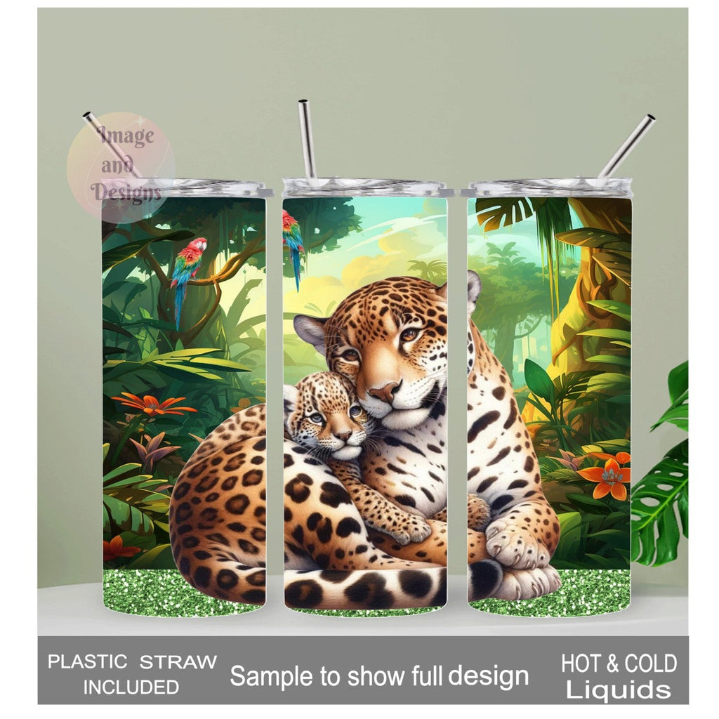 Cheetah Tumbler 20oz With Reusable Straw, Can Be Personalized