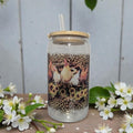 Chicken Glass 16oz Clear With Bamboo Lid And AReusable Straw