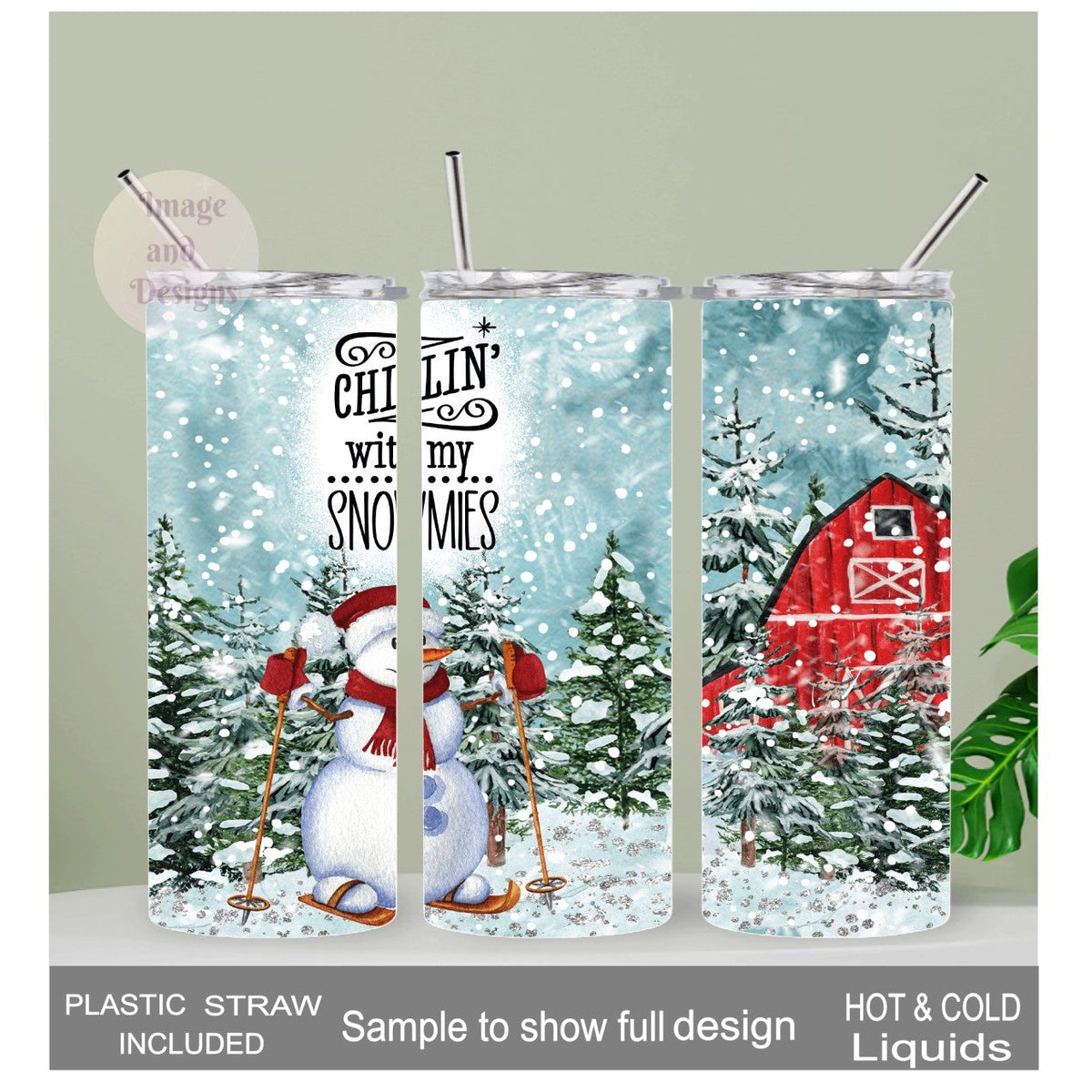 Winter Snowman Tumbler 20oz With Reusable Straw, Can Be Personalized