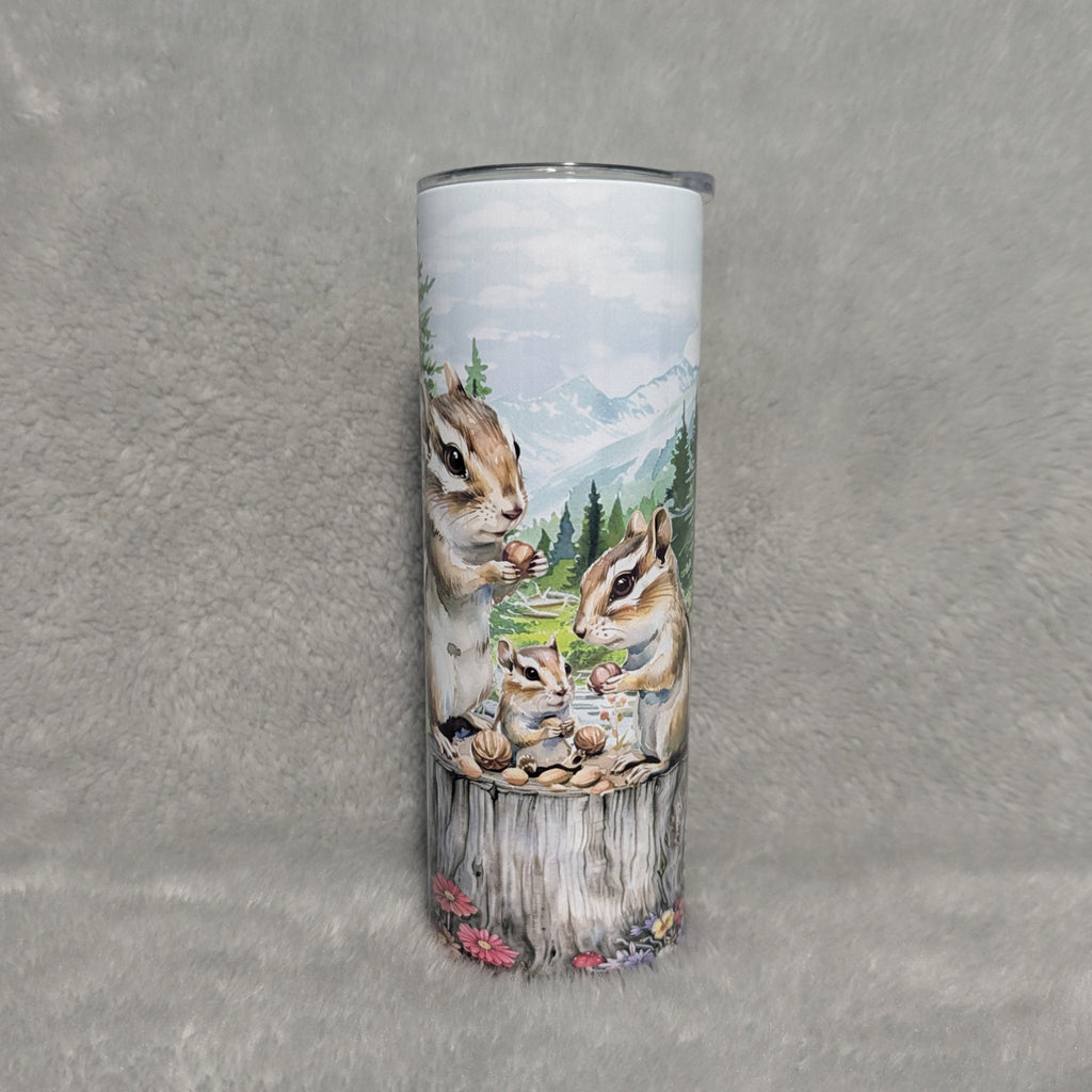 Chipmunk Tumbler 20oz With Reusable Straw, Can Be Personalized