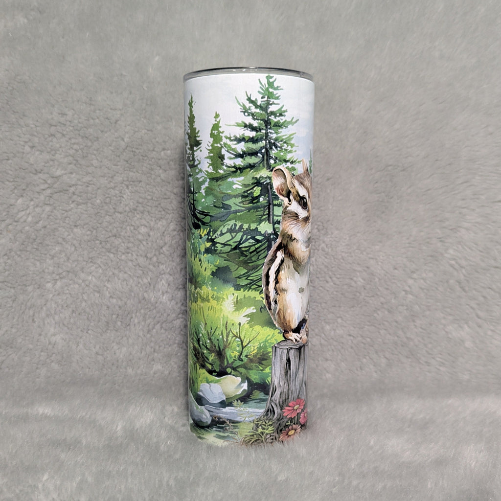 Chipmunk Tumbler 20oz With Reusable Straw, Can Be Personalized
