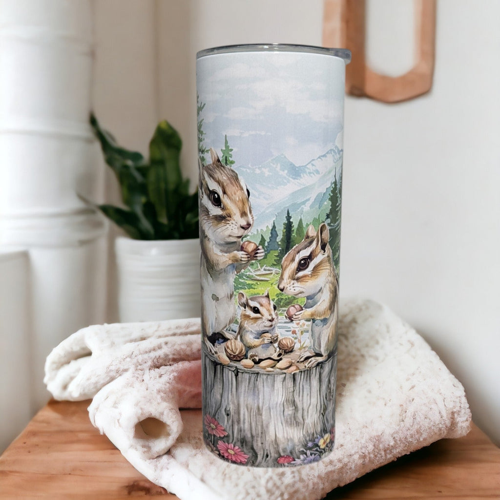 Chipmunk Tumbler 20oz With Reusable Straw, Can Be Personalized