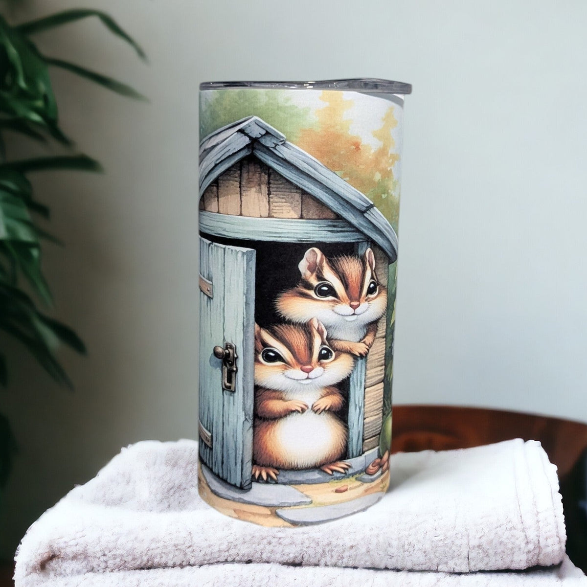 Kids Cute Chipmunk Tumbler 15oz With Reusable Straw, Can Be Personalized
