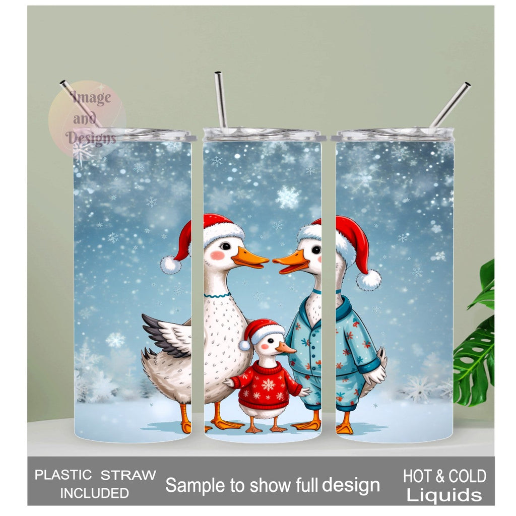 Christmas Duck Tumbler 20oz With Reusable Straw, Can Be Personalized
