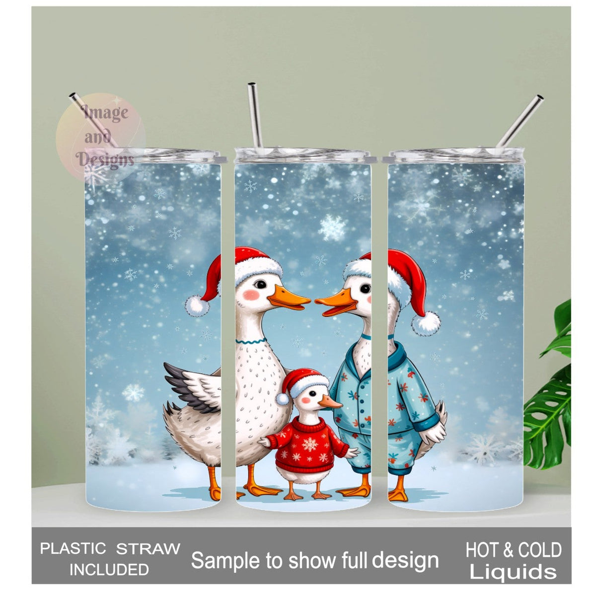 Christmas Duck Tumbler 20oz With Reusable Straw, Can Be Personalized