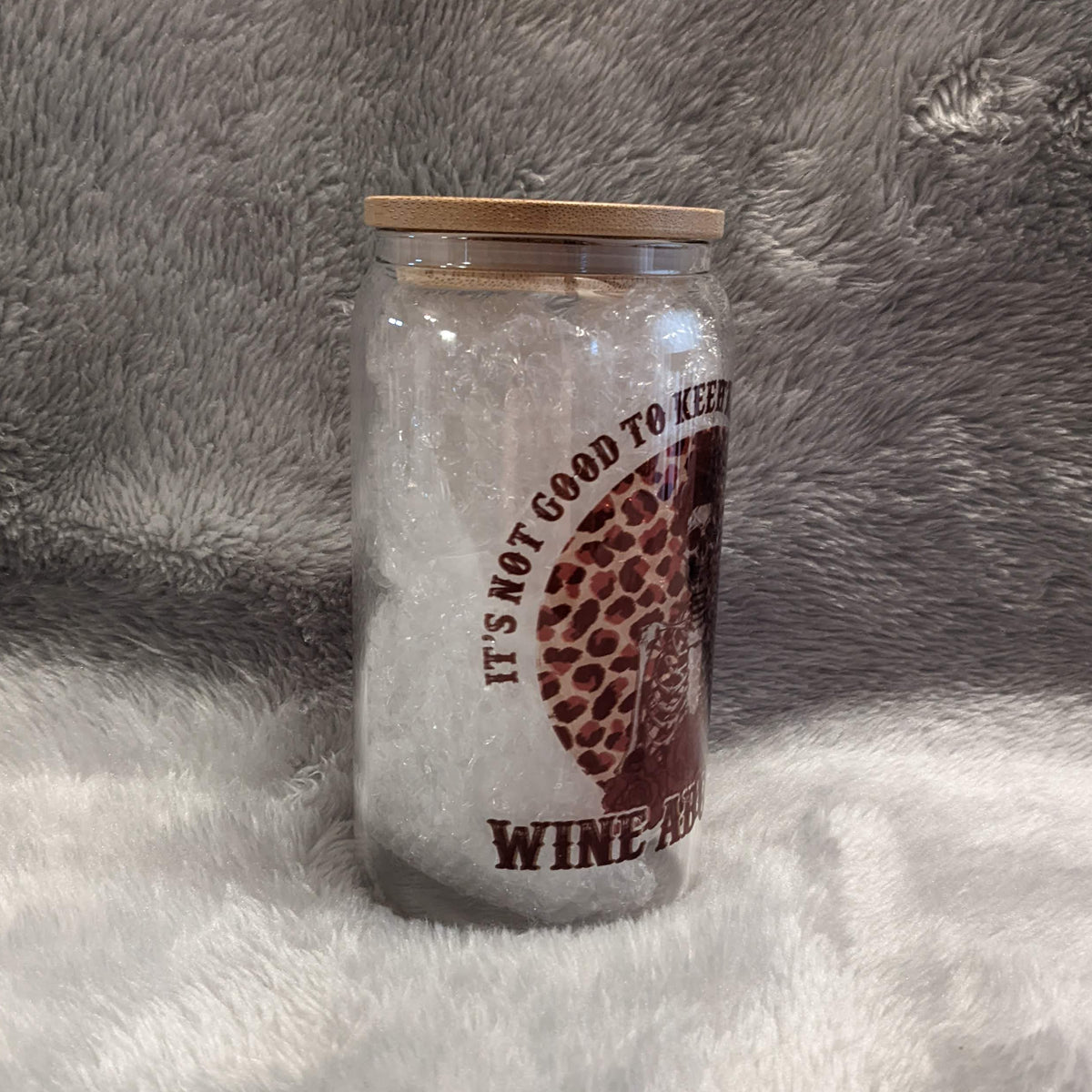 Skeleton Girl 16oz Clear Glass With A Reusable Straw - It's Not Good To Keep Things Bottled Up Wine About It
