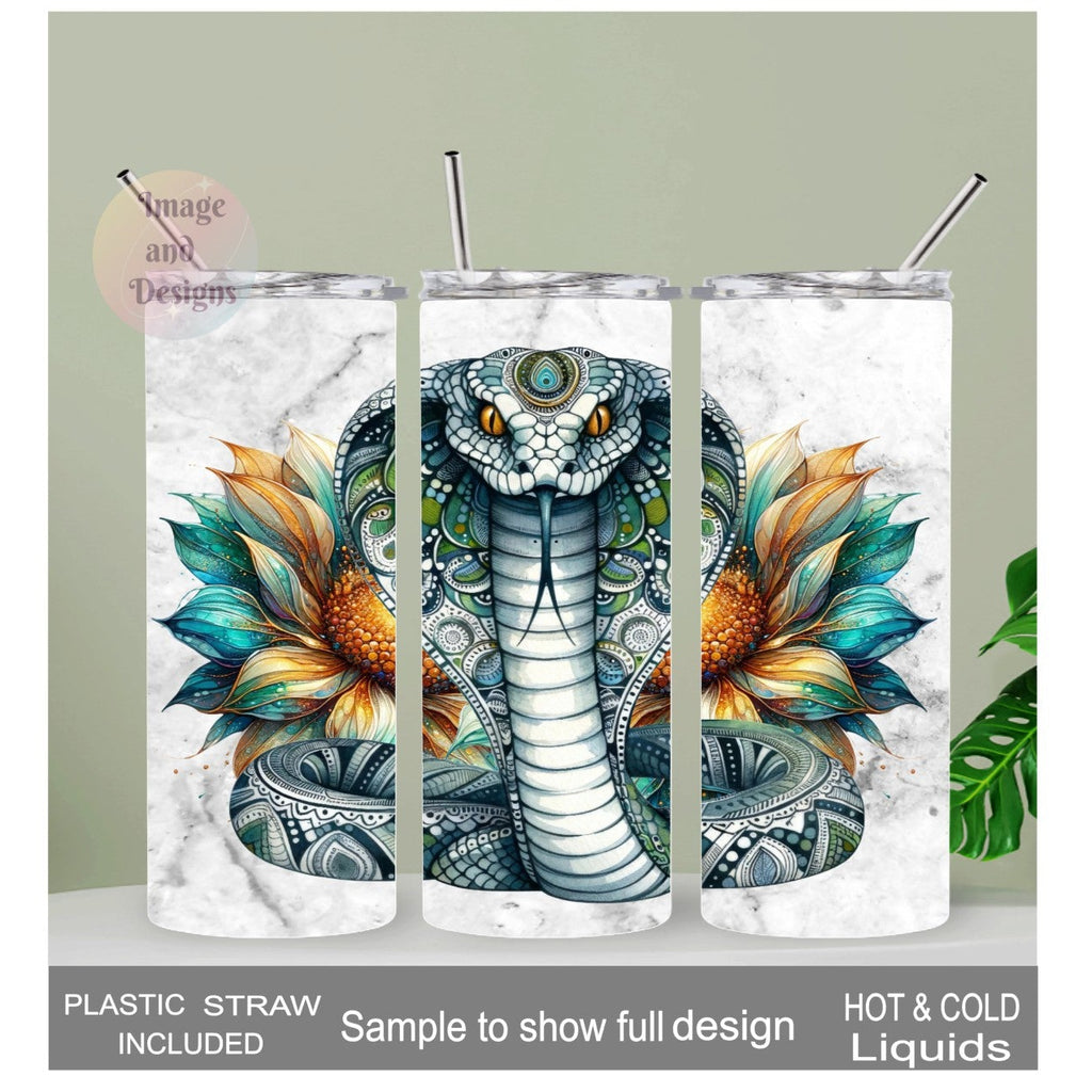 Cobra Snake Tumbler 20oz With Reusable Straw, Can Be Personalized