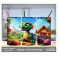 Kids Colorful Dinosaur Tumbler 15oz With Reusable Straw, Can Be Personalized