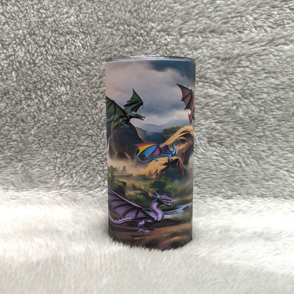 Kids Colorful Dragon Tumbler 15oz With Reusable Straw, Can Be Personalized