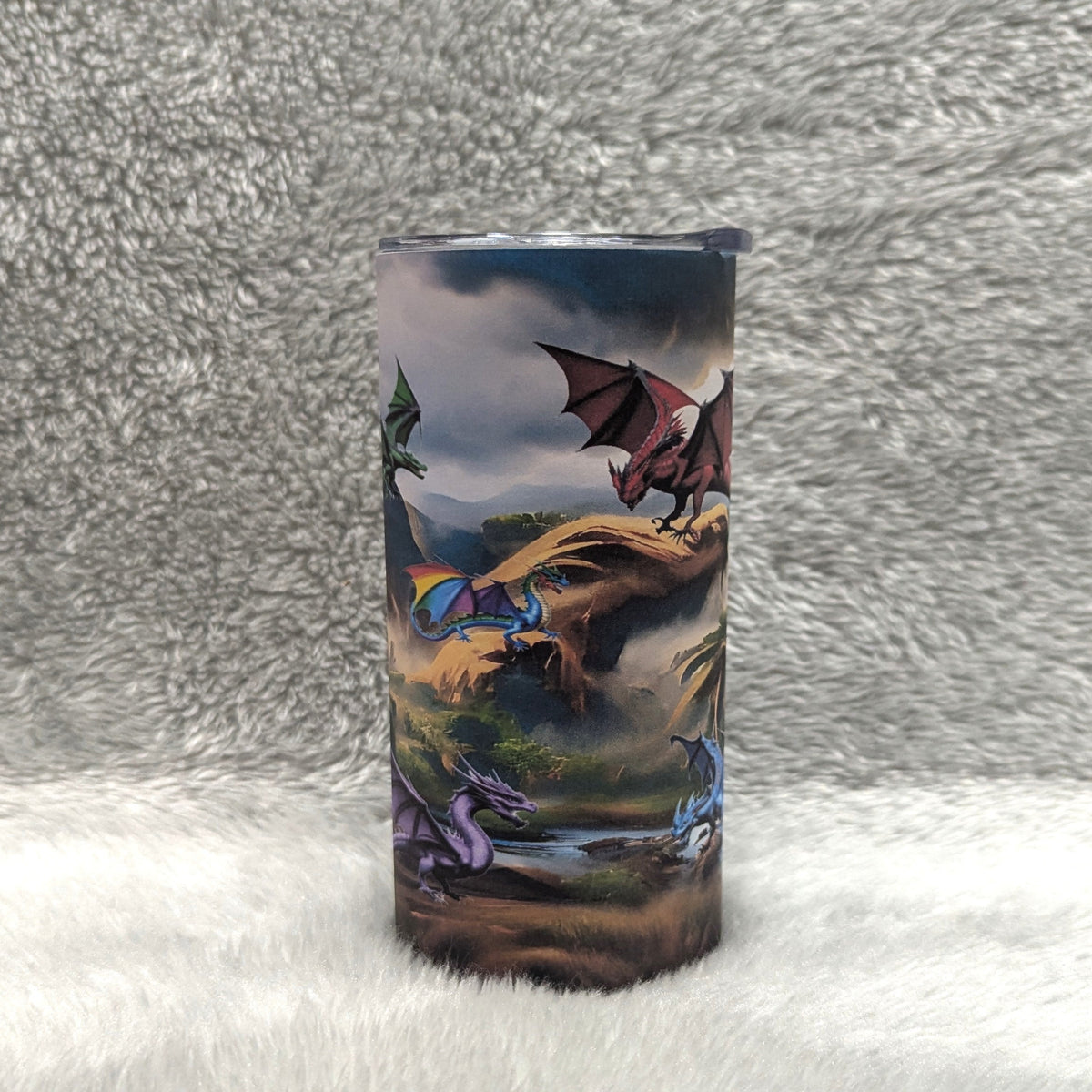 Kids Colorful Dragon Tumbler 15oz With Reusable Straw, Can Be Personalized