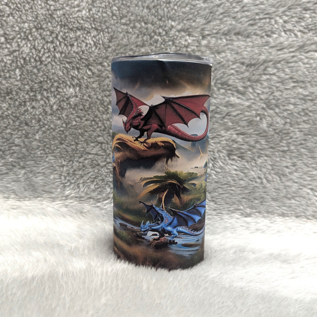 Kids Colorful Dragon Tumbler 15oz With Reusable Straw, Can Be Personalized