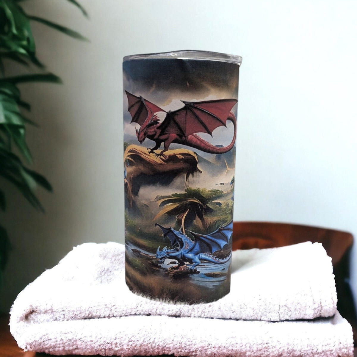 Kids Colorful Dragon Tumbler 15oz With Reusable Straw, Can Be Personalized