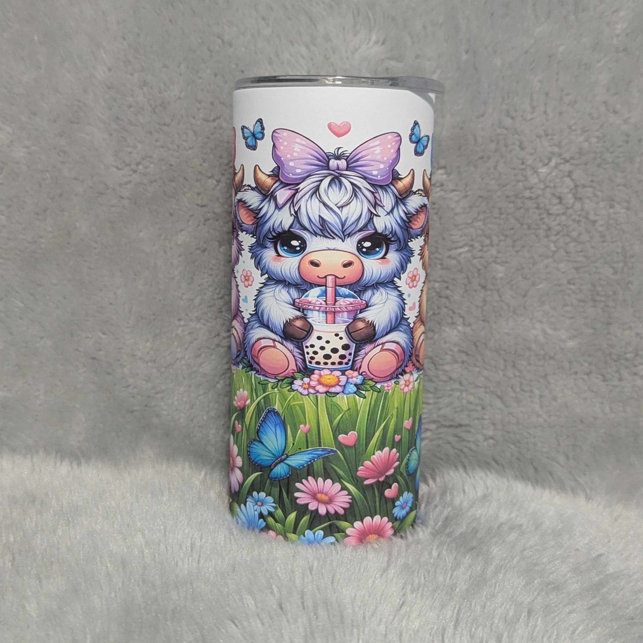 Colorful Highland Cow Tumbler 15oz With Reusable Straw, Can Be Personalzied