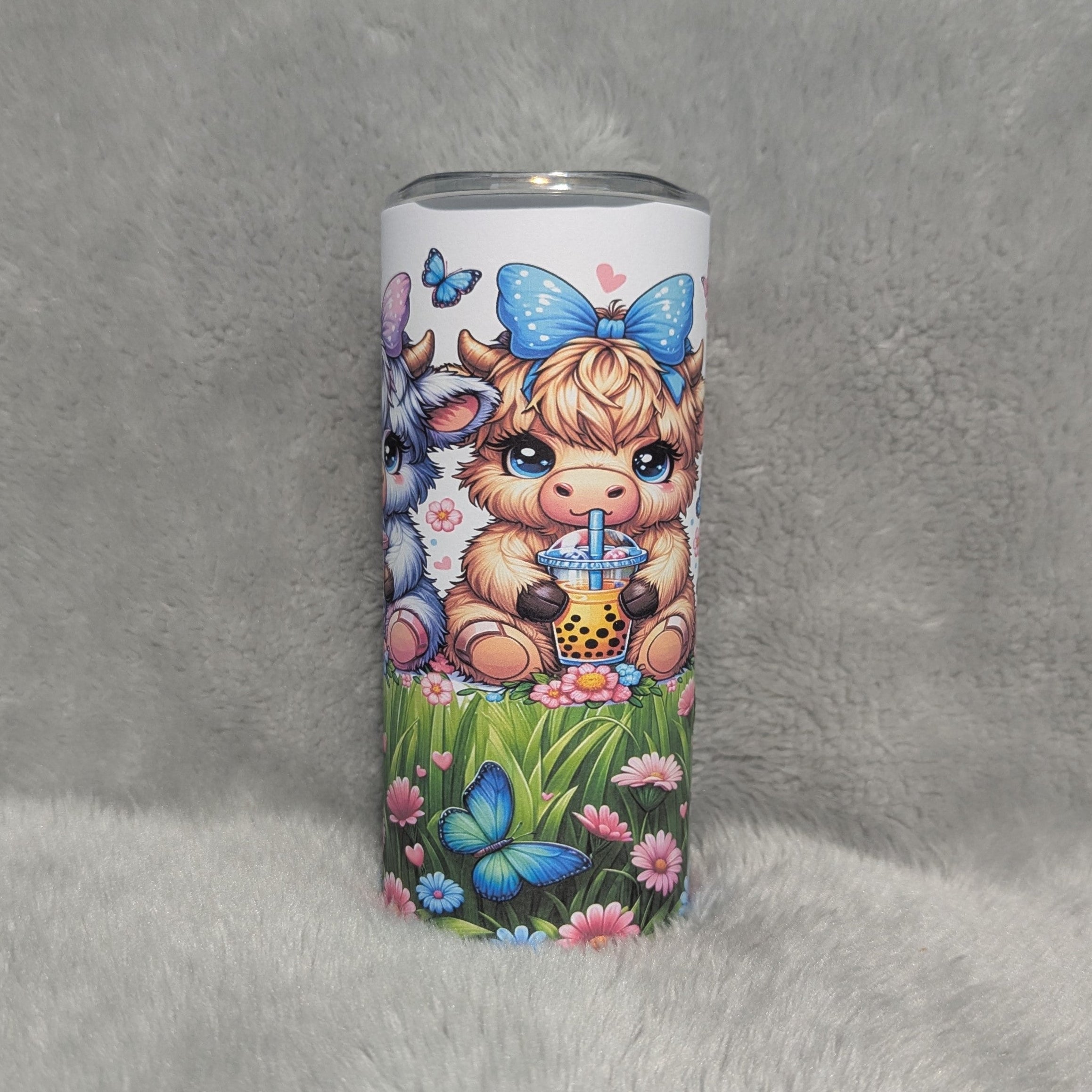 Colorful Highland Cow Tumbler 15oz With Reusable Straw, Can Be Personalzied