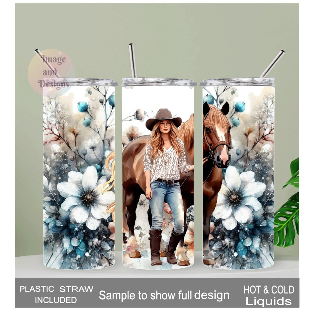 Country Cowgirl Tumbler 20oz With Reusable Straw, Can Be Personalized